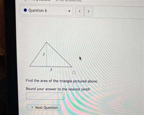 Solved Find The Area Of The Triangle Pictured Above Round