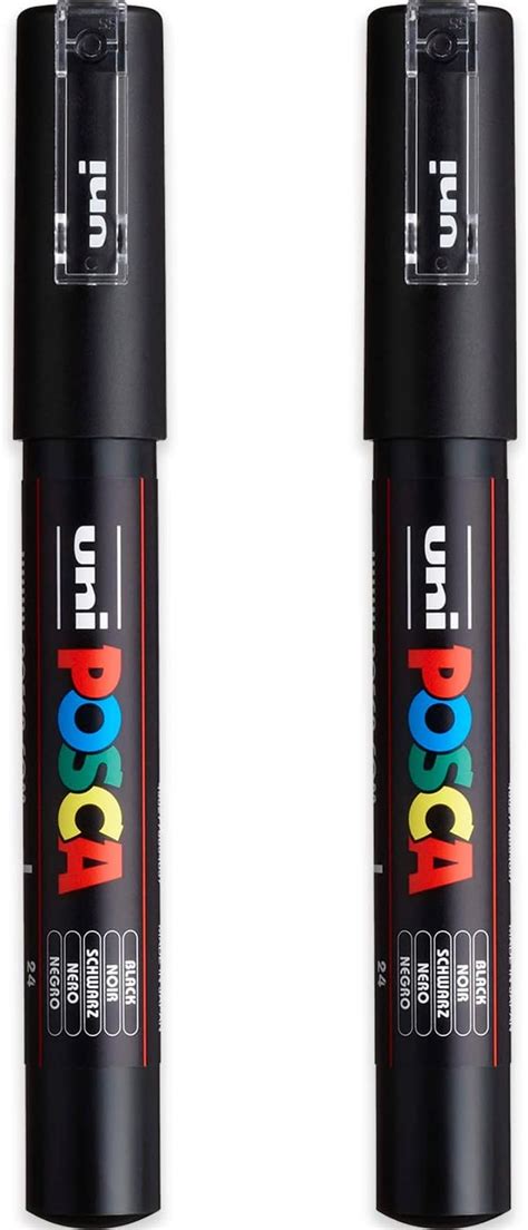 POSCA Lot De 2 Marqueurs PC 1MC Noir Pointe Extra Fine Conique