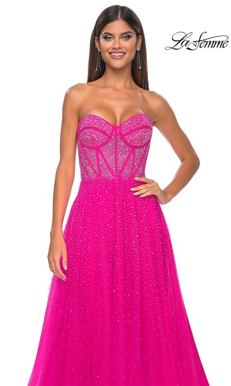 Strapless Beaded Long Prom Ball Gown