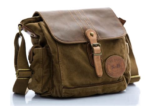 Mens canvas messenger bags, canvas and leather messenger bag - YEPBAG