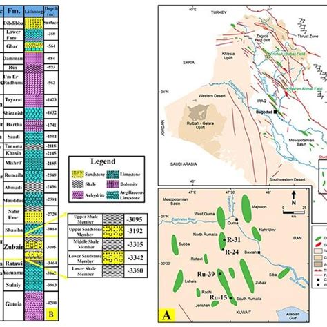 (A) Location map of the investigated wells and oil fields, (B)... | Download Scientific Diagram