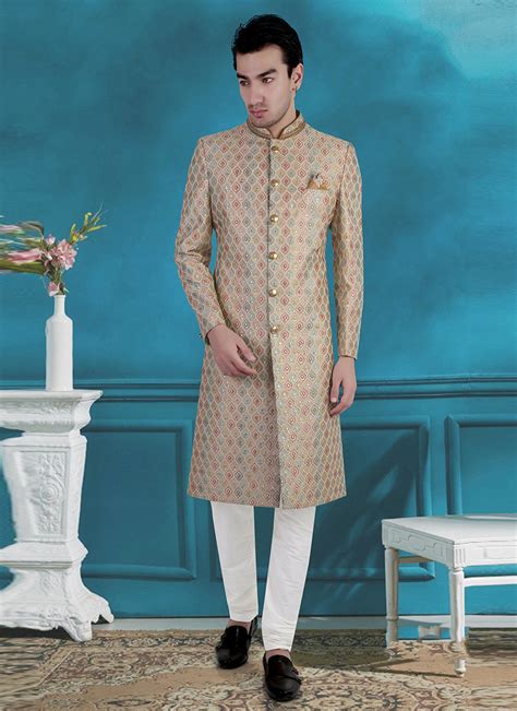 Shop Ethnic Art Silk Brocade Jacket Style Indowestern Sherwani Party