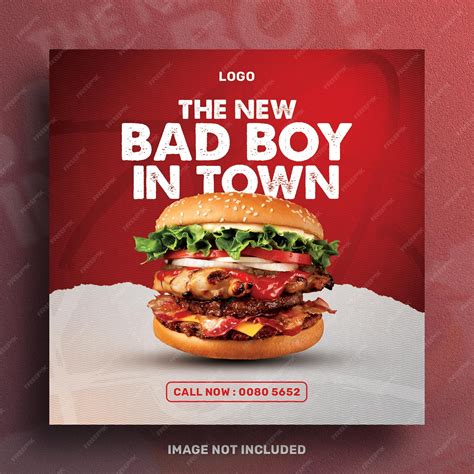 Premium PSD | New Bad Boy Burger Launch Social Media Promotion Post