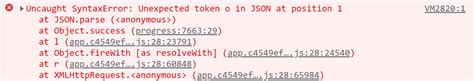 Javascript Uncaught Syntaxerror Unexpected Token O In Json At