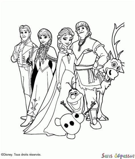 Coloriage La Reine des Neiges et ses amis Sans Dépasser