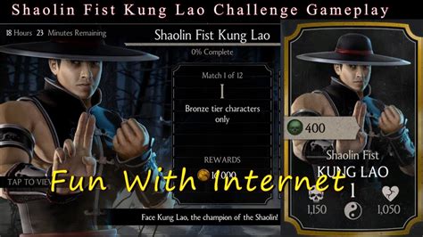 Mkx Mobile Shaolin Fist Kung Lao Challenge Tower Requirements