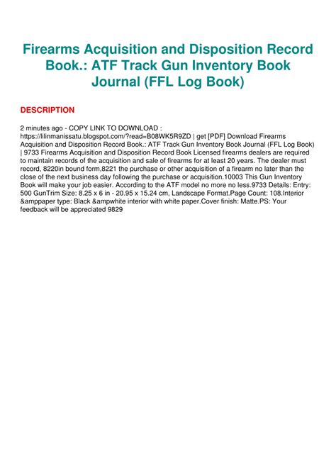 Ppt [pdf] Download Ebook Firearms Acquisition And Disposition Record