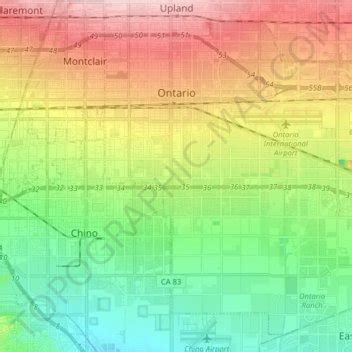 Ontario topographic map, elevation, relief