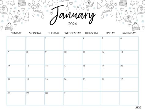 January 2024 Calendar Printable Cute Amii Lynsey