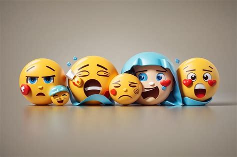 Conjunto De Emoticones Emoji Con Estado De Nimo Triste Y Feliz Foto