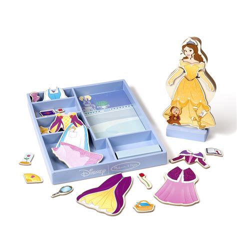 Melissa Doug Disney Belle Magnetic Dress Up Wooden Doll Pretend Play