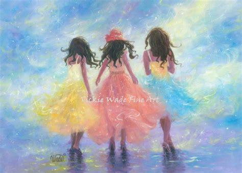 Three Sisters Art Print Three Girls Fashion Pastel Spring Etsy