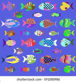 Set Vector Fish Icons Stock Vector Royalty Free