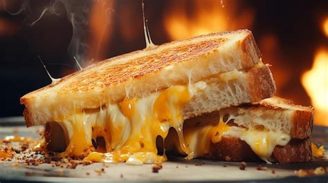 Premium Ai Image Fresh Grilled Melting Cheese Sandwich