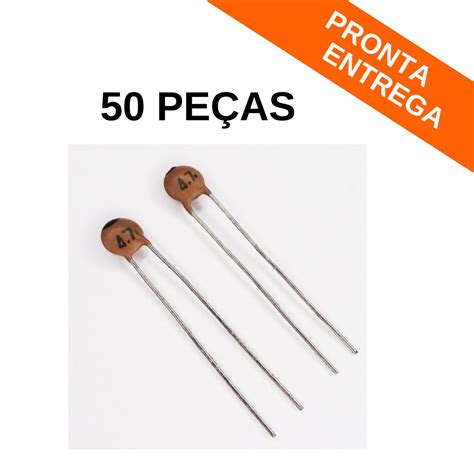 Kit 50 Peças Capacitor Cerâmico Disco 47pf 100v 479 Capacitores