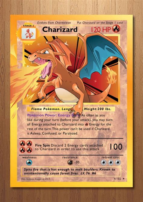 Charizard Giant Pokemon Card Art Print - Etsy