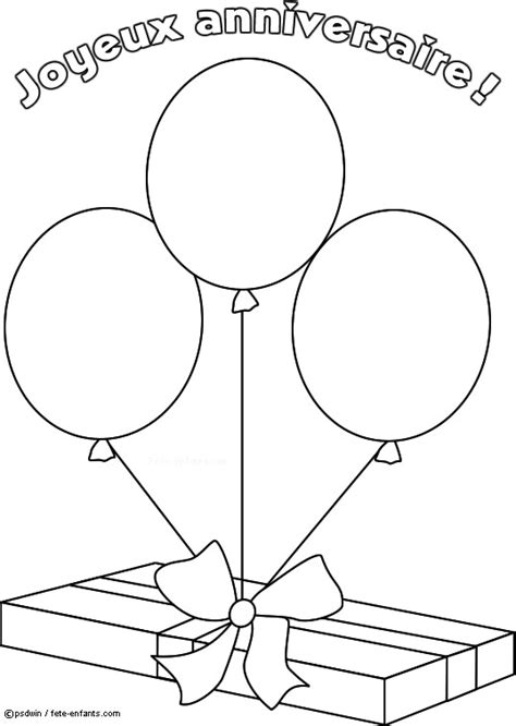 Coloriage Cadeau D Anniversaire Avec Des Ballons Dessin Gratuit à Imprimer