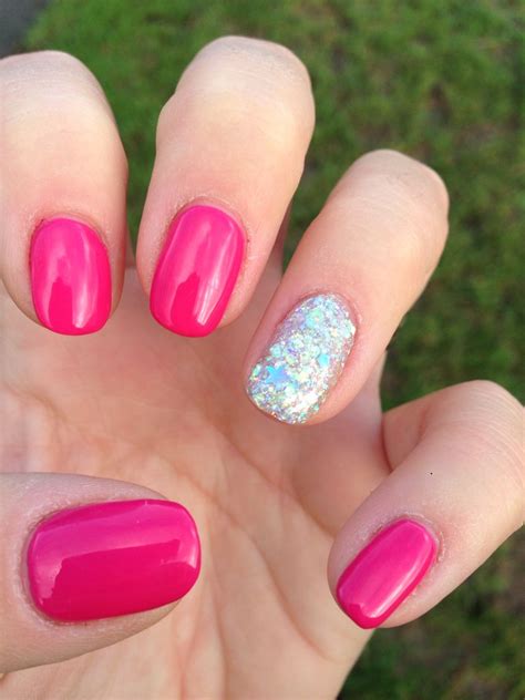 Shellac Nails Pink Bikini With Very Sparkly Tinkerbell Glitter Pink Shellac Shellac Colors