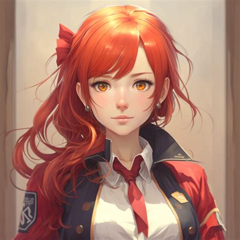 Anime Girl With Red Hair And Blue Eyes