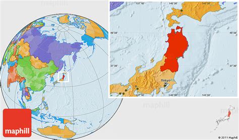 Political Location Map of Tohoku