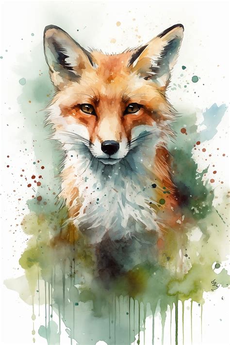 Láminas decorativas para enmarcar Fox watercolor image Posters es