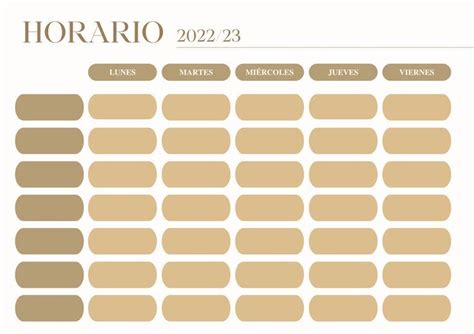 Plantilla Horario 2022 23 Fondo Estudio Tonos Marrones Artofit