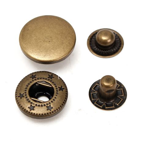 30 Sets 15mm Antique Brass Snap Fasteners Popper Press Stud Button