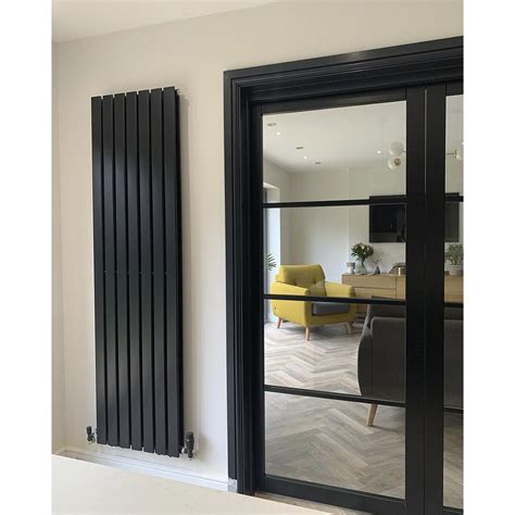 Milano Alpha Black Vertical Designer Radiator Various Sizes