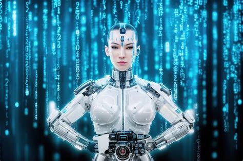 Premium Ai Image Android In Matrix Space Artificial Intelligence In A Female Form Generative Ai