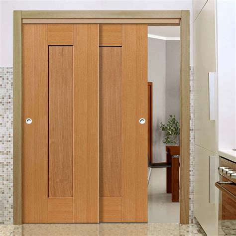 Pass Easi Two Sliding Doors And Frame Kit Axis Oak Shaker Door Prefinished Desk Us