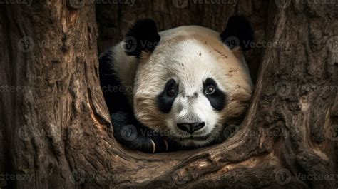 A Giant Panda, playfully rolling amidst the tall bamboo stalks, its ...