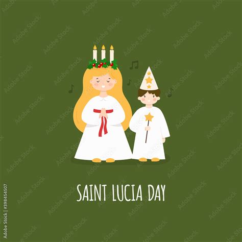 St Lucia Day Kids Wearing Traditional Costumes Boy And Girl With