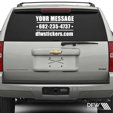 Custom Back Car Window Lettering Stickers Decals White Only Dfw
