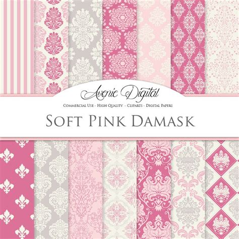 28 Pink Damask Digital Paper Scrapbooking Backgrounds Pink Etsy