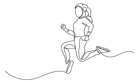 Premium Vector Continuous Line Drawing Of Happy Jumping Girls