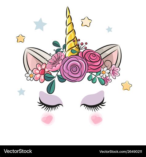 Unicorn horn with flowers cute Royalty Free Vector Image