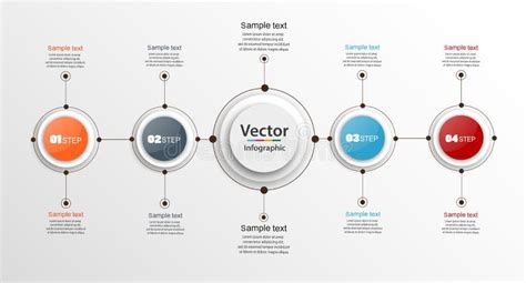 与五颜六色的圈子的四步infographics 向量例证 插画 包括有 创造性 数字式 灰色 圈子 94446086