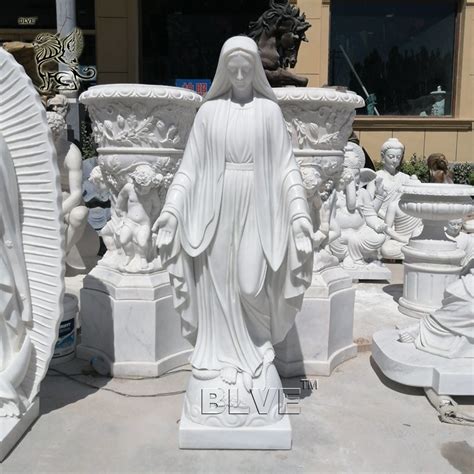 Blve Outdoor White Stone Religious Female Sculptures Life Size