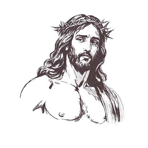 Premium Vector Jesus Christ With A Crown Of Thorns On His Head