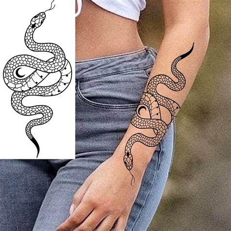 Goromon Hojas De Tatuajes Temporales Realistas De Serpiente Para