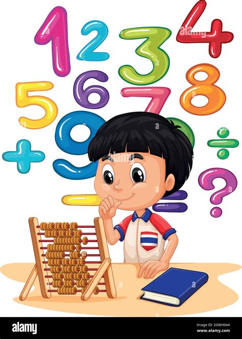 Niño haciendo matemáticas con abaco Imagen Vector de stock Alamy