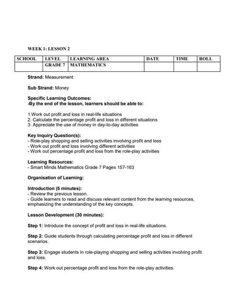 Grade 7 Mathematics Lesson Plans Term 3 Rationalized 16778