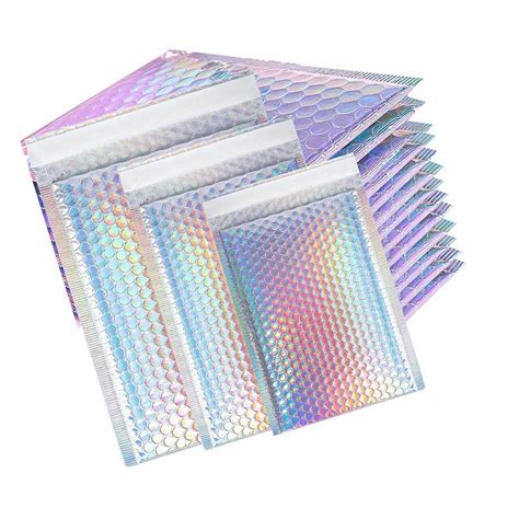 Factory Direct Sale Glossy Padded Metallic Bubble Mailers Holographic