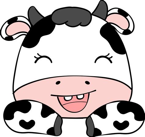 Cute Happy Smile Baby Cow Face Children Cartoon Character Doodle Hand