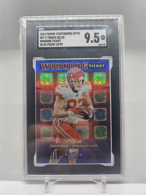 Contenders Optic Football Blue Holo Winning Ticket Travis Kelce D