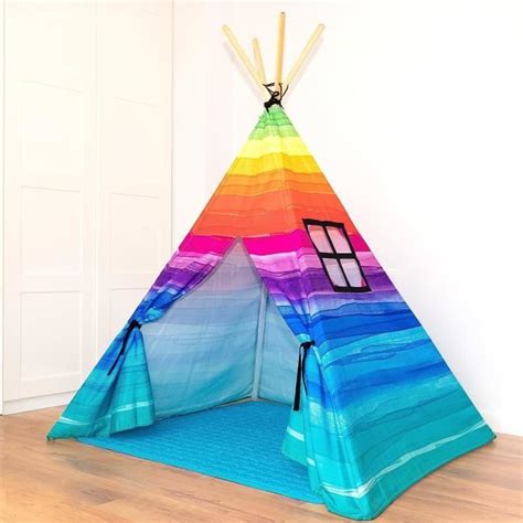 Nubuni Tipi Enfant Avec Tapis Watercolor Tente Tipi Enfant Tipi