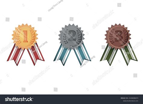 Champion Gold Silver Bronze Medal Icon Stock Vector Royalty Free