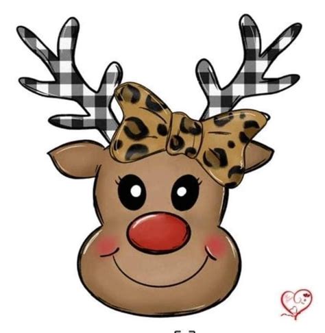 A Drawing Of A Reindeer With A Bow On It S Head And The Words I Love