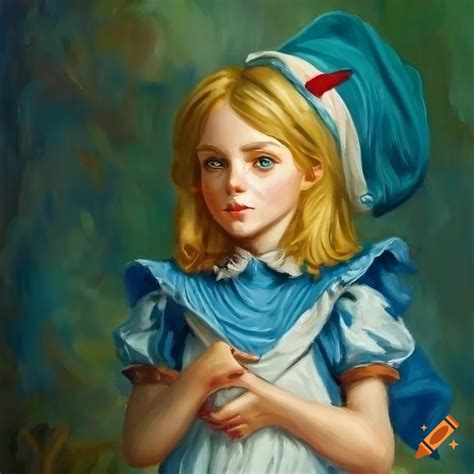 Oil Painting Illustration Of Alice In Wonderland On Craiyon