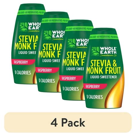 4 Pack Whole Earth Raspberry Liquid Sweetener Stevia And Monk Fruit 1 62 Fl Oz